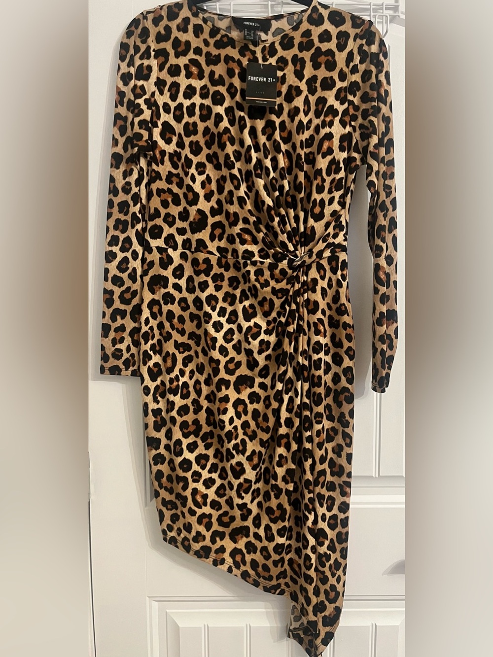 Forever 21 Leopard-Print Long Sleeve Twist Dress - Size 0X